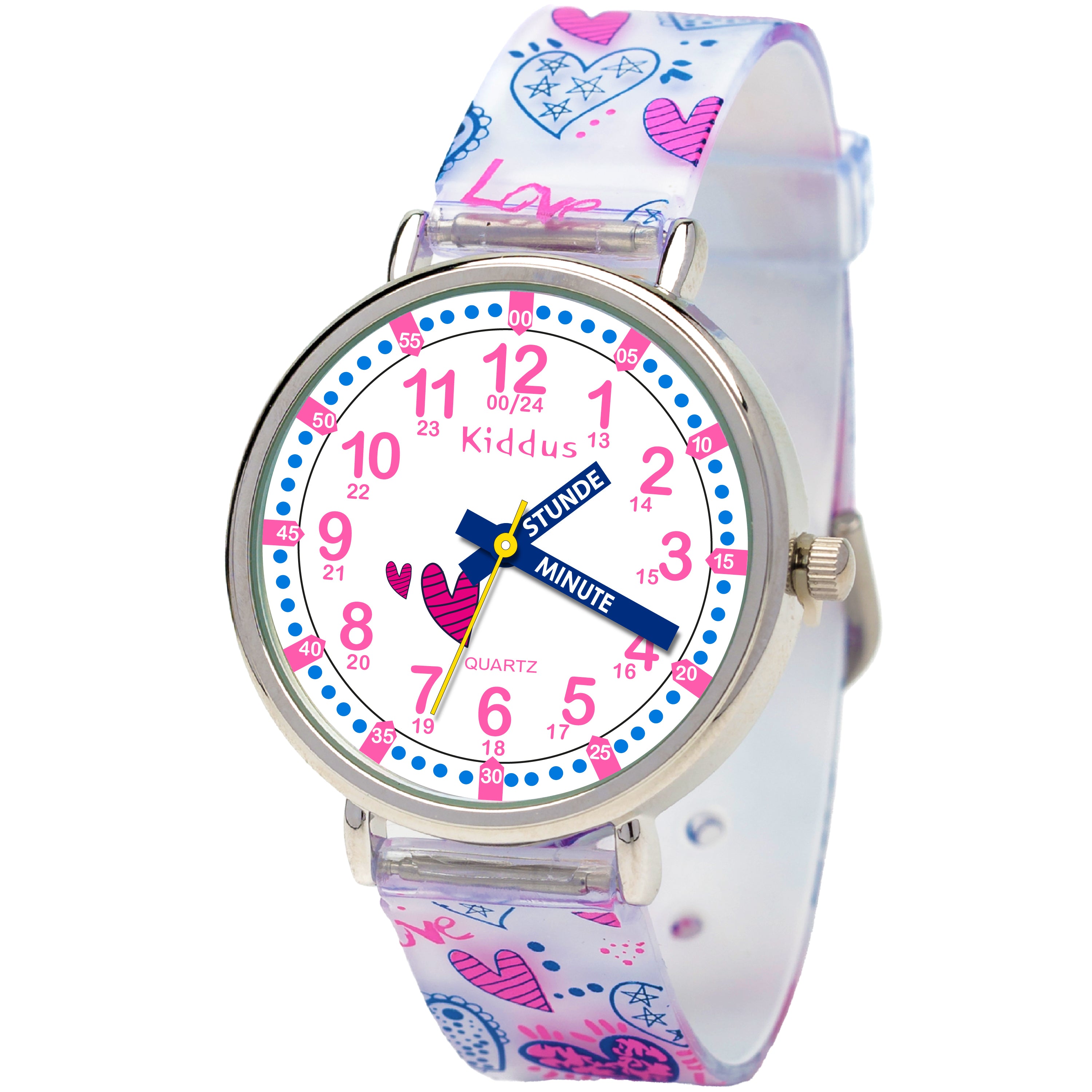Orologio Educativo Bambina Cuori Rosa Kiddus - Main Image