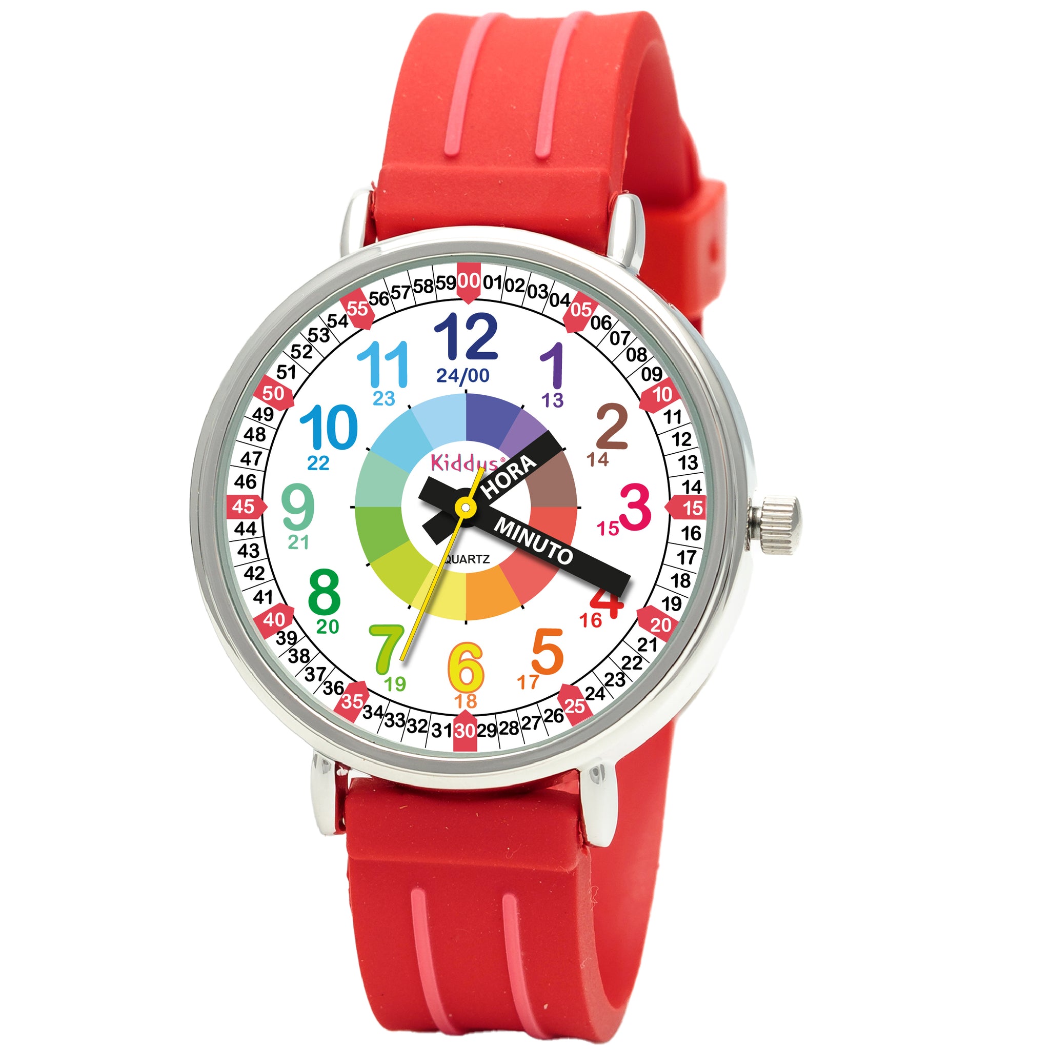 Montre Enfant Pacific Time - Quartz Analogique - Bracelet Nylon Rouge - Thème Pompier - Étanche 3ATM