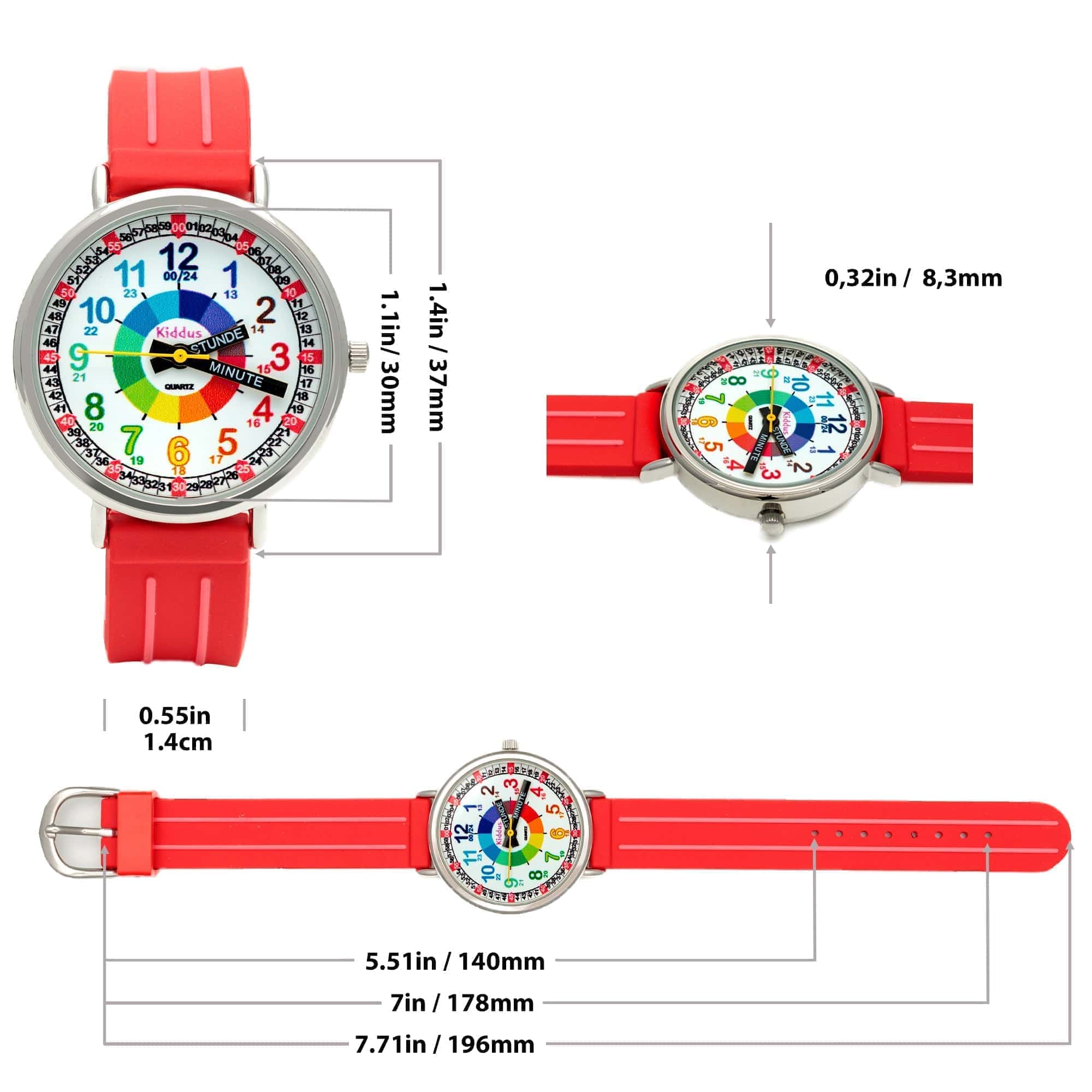 Educational Watch for Kids Red Time Teacher Kiddus