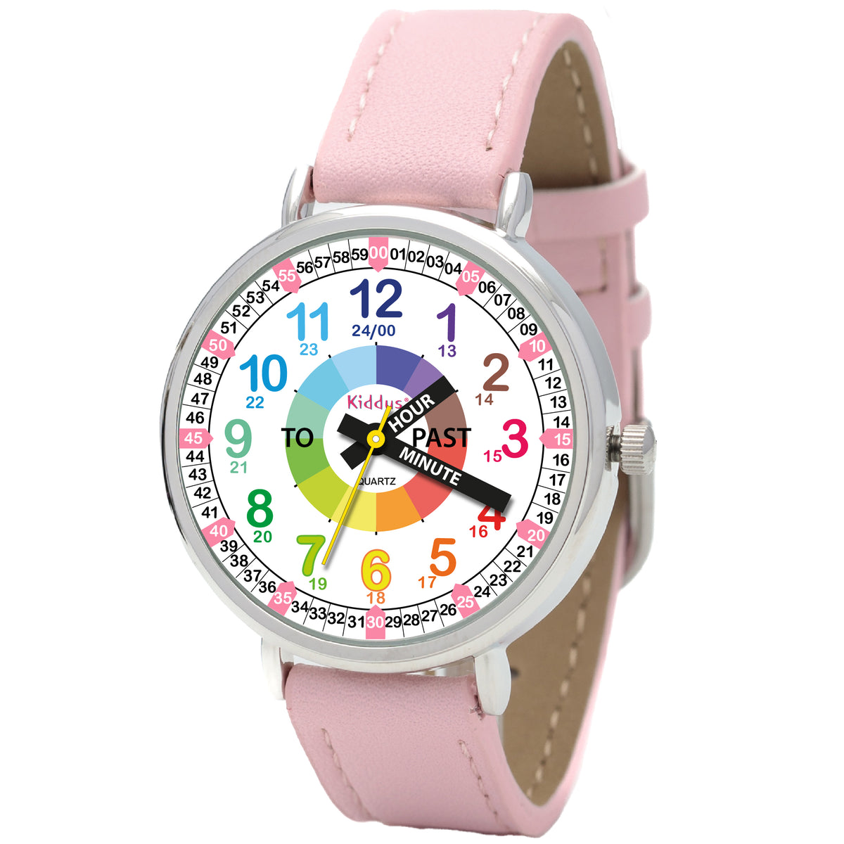 Educational Watch for Kids Light Pink Leather - Kiddus