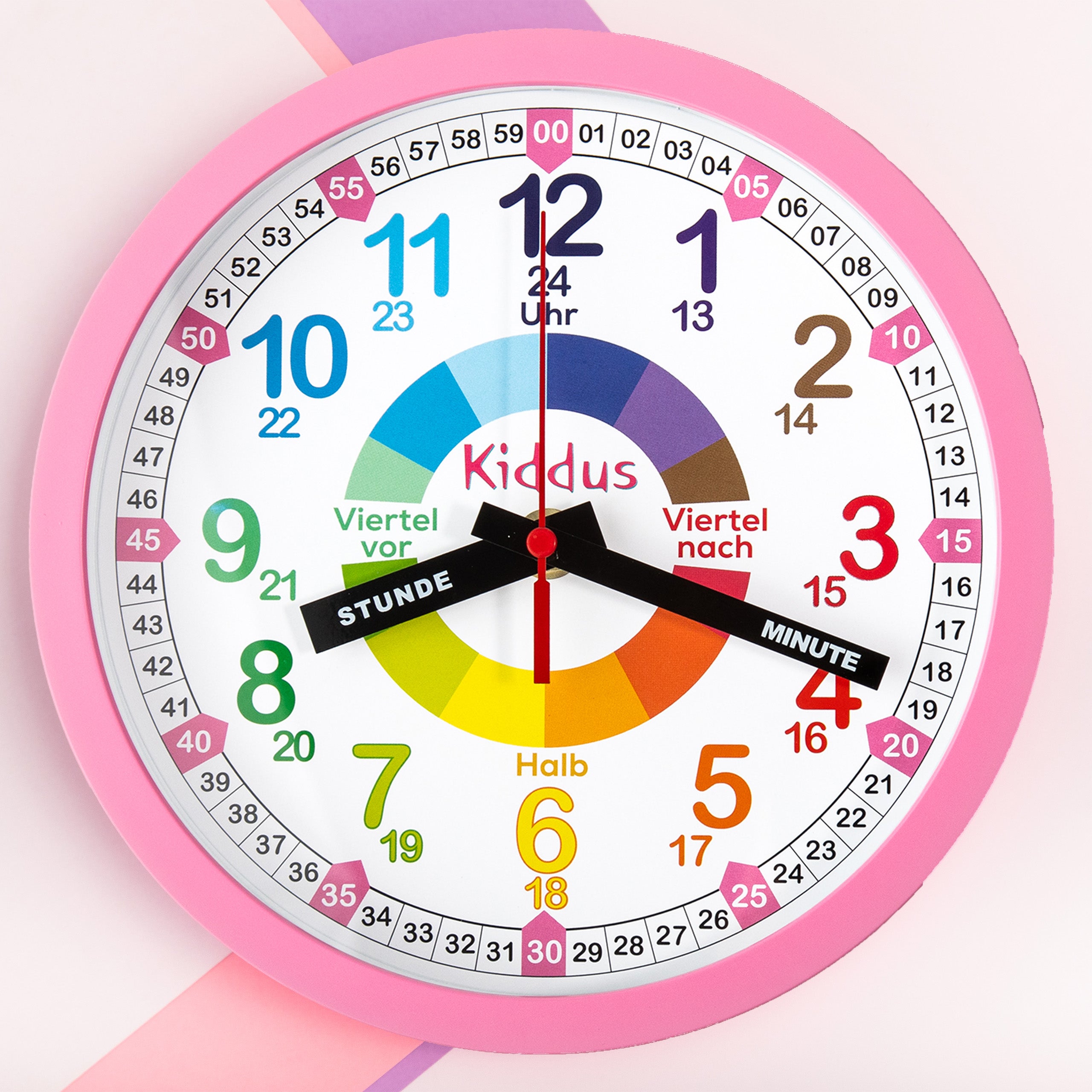 ➤ Orologio da parete educativo rosa【SPEDIZIONE GRATUITA】 – Kiddus