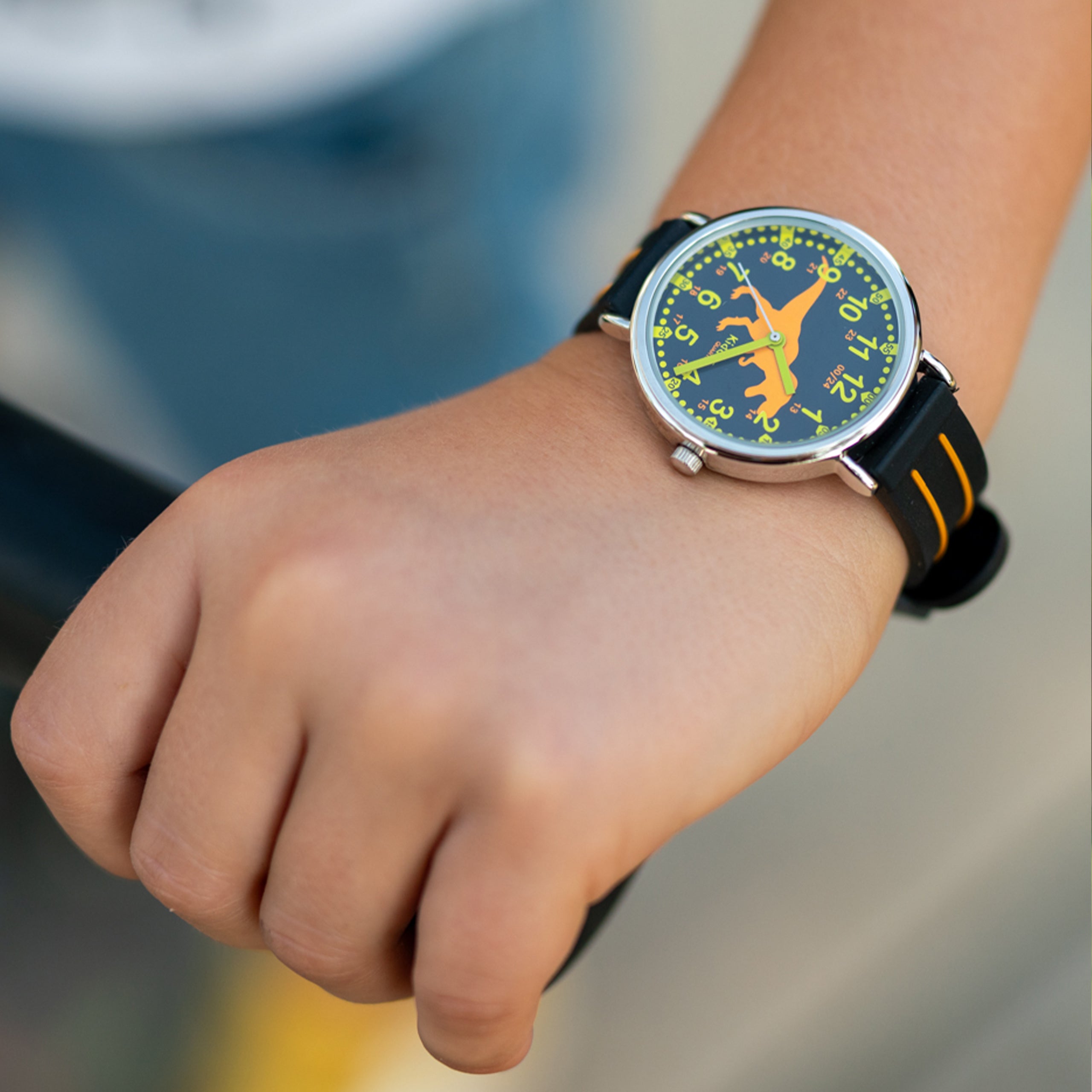 Montre Pédagogique Garçon Orange T-Rex Classic Kiddus