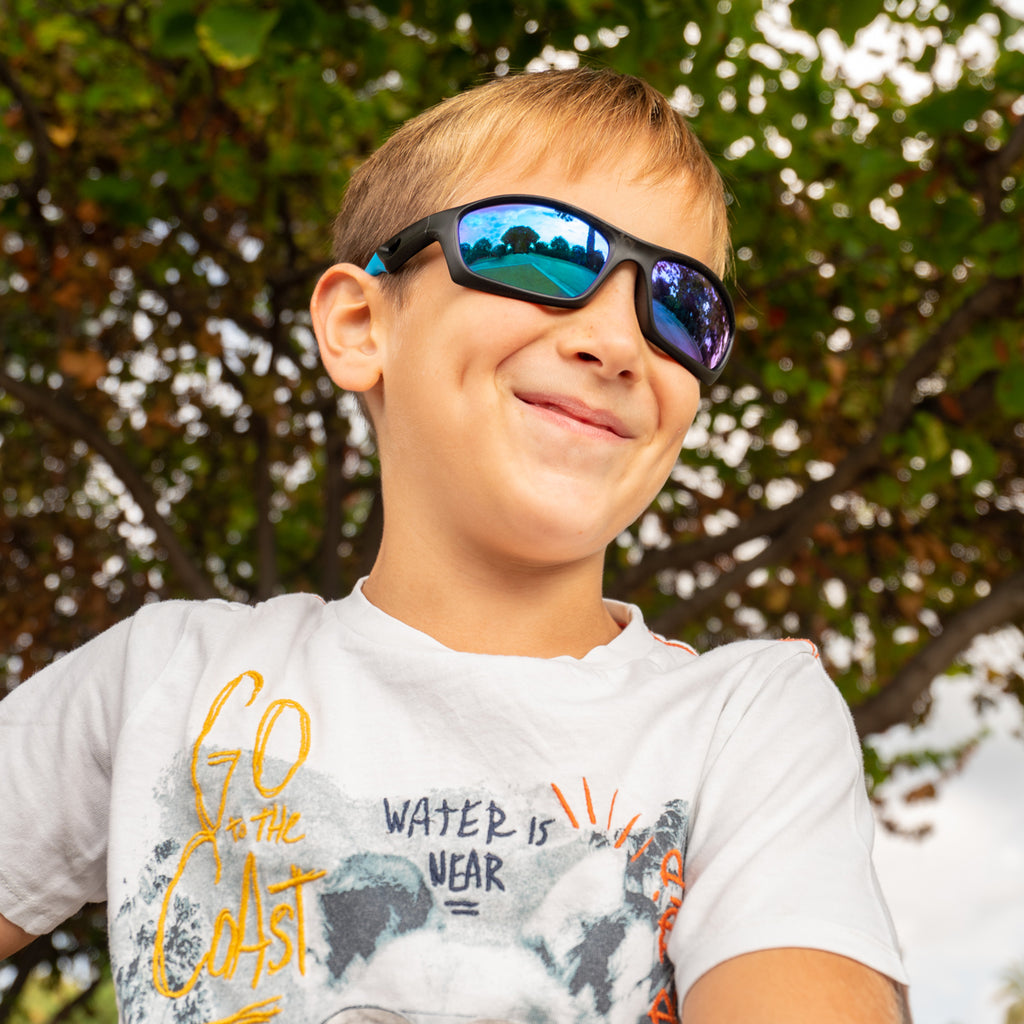 Occhiali Da Sole Per Bambini Wave - Blu Neon, UV400, Categoria 3, Per 1-5 Anni, Con Custodia - Foto 7