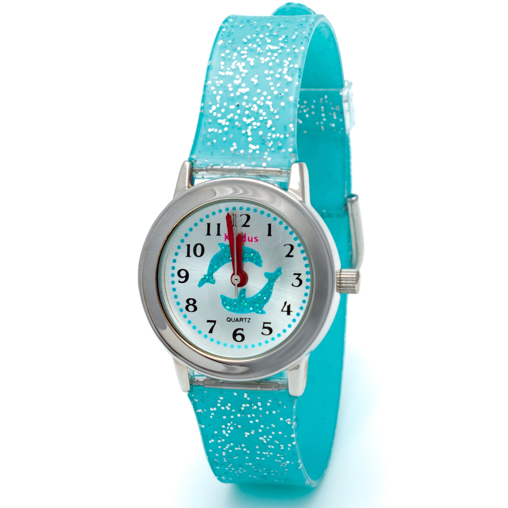 Kiddus Orologio Da Parete Didattico Per Bambini – Inglese Blue – Silenzioso, Formato 12/24h, Colori Per Ore E Minuti